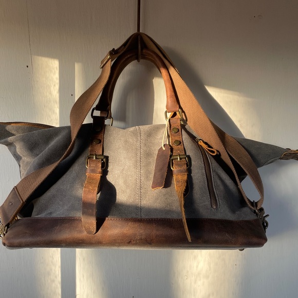 Custom Made Leather Tote Travel Bag - Picture 1 of 6